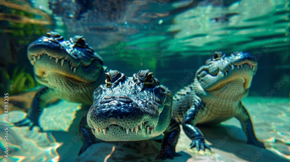 Fototapeta premium Alligators Underwater Close-Up
