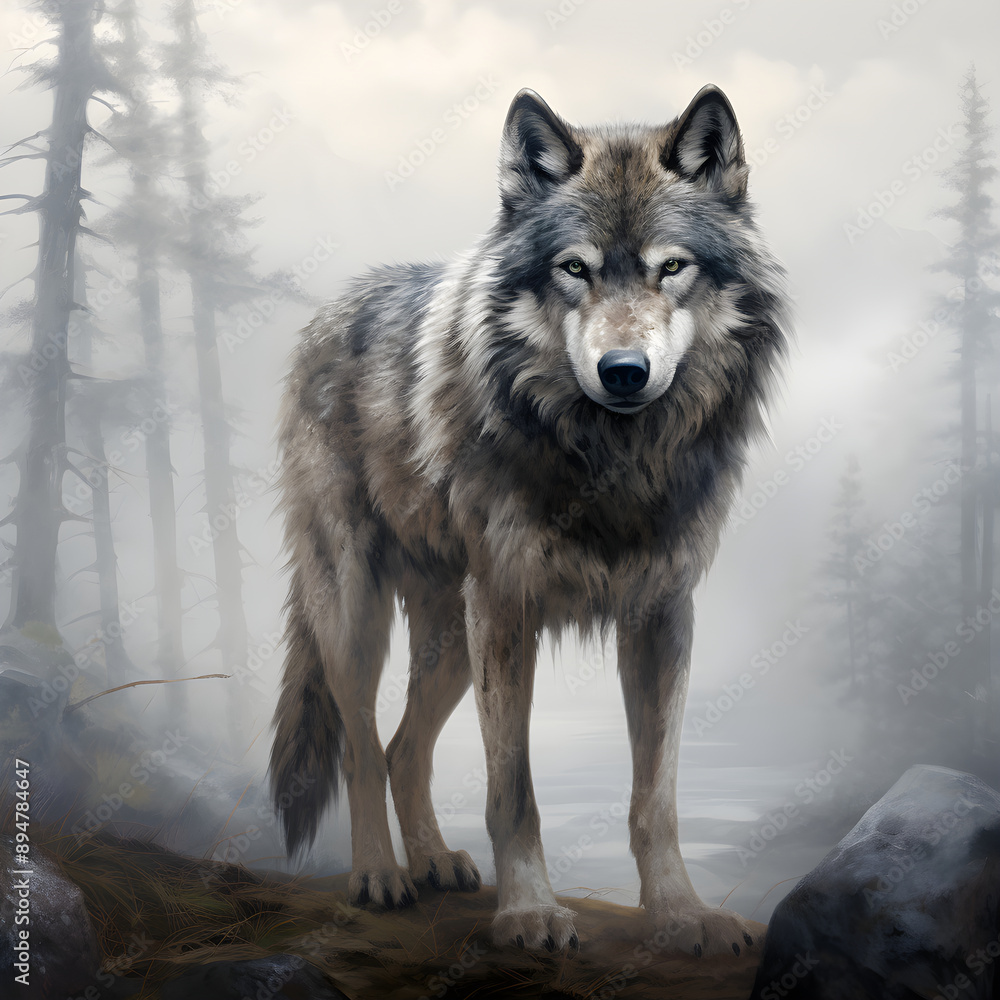 Dire Wolf - A Majestic Depiction of Extinct Canine Wilderness in Palaeolithic Era Dire Wolf - A Majestic Depiction of Extinct Canine Wilderness in Palaeolithic Era