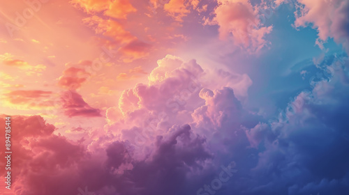 Colorful sky with clouds at sunset, beautiful, relaxing, calm, cinematic wallpaper
