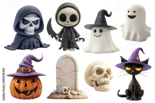 PNG 3d halloween element set, transparent background photo