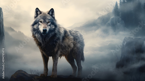 Dire Wolf - A Majestic Depiction of Extinct Canine Wilderness in Palaeolithic Era photo