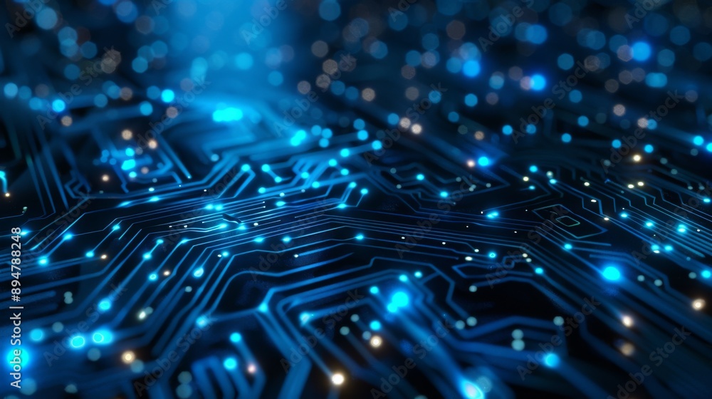 Abstract futuristic blue circuitry close-up Abstract futuristic blue circuitry close-up