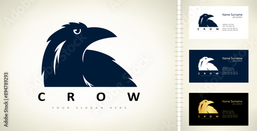 crow logo vector. Raven bird. Animal design	
