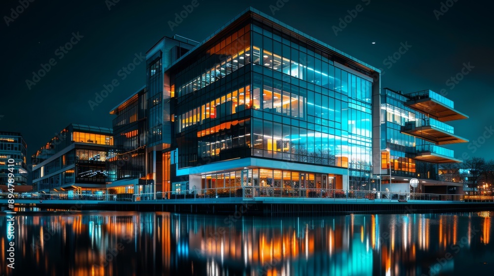 Modern Office Building at Night Modern Office Building at Night