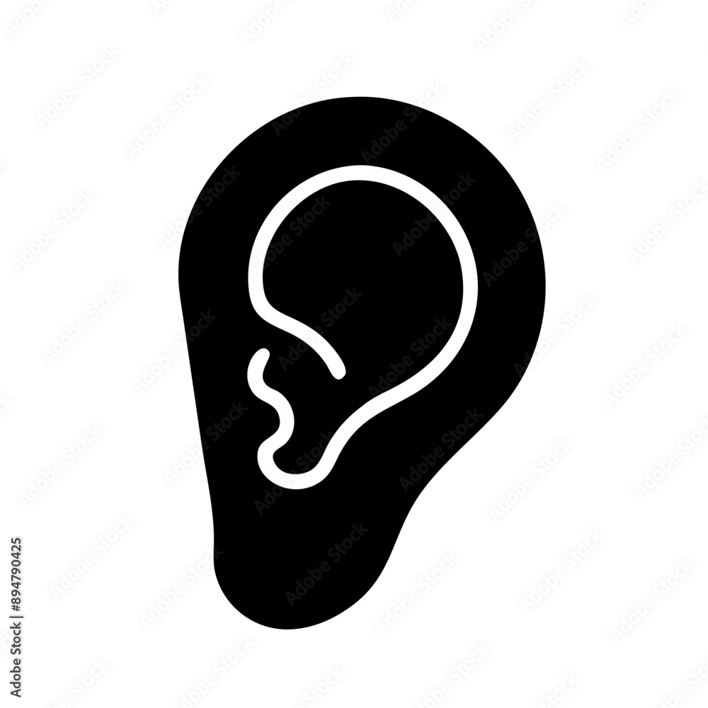 vector Icon of hearing aid. Minimalist, Black and White vector Icon of hearing aid. Minimalist, Black and White