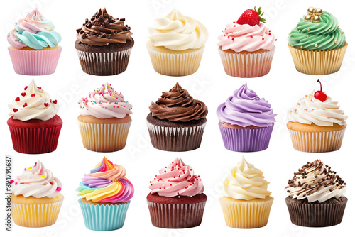 Wallpaper Mural PNG cute cupcake set, transparent background Torontodigital.ca
