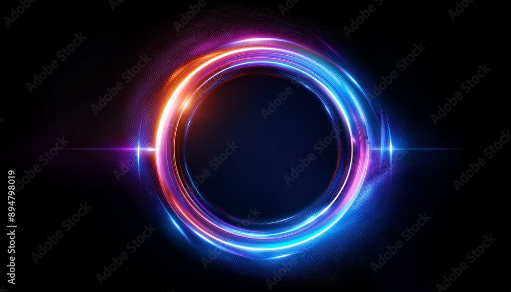 Radiant Circle: Isolated Neon Frame Effect Radiant Circle: Isolated Neon Frame Effect