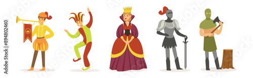 Medieval People Characters from European Historic Period Vector Set