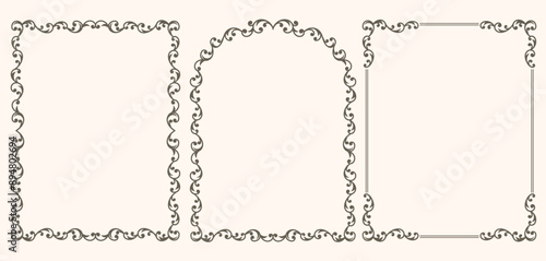 Set of frames with curls and monograms
