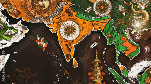Detailed map of India with ...