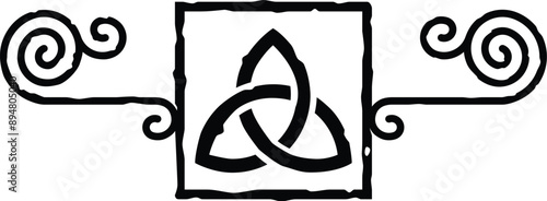 Celtic Square Stamp - Spiral Lines, Triquetra Symbol