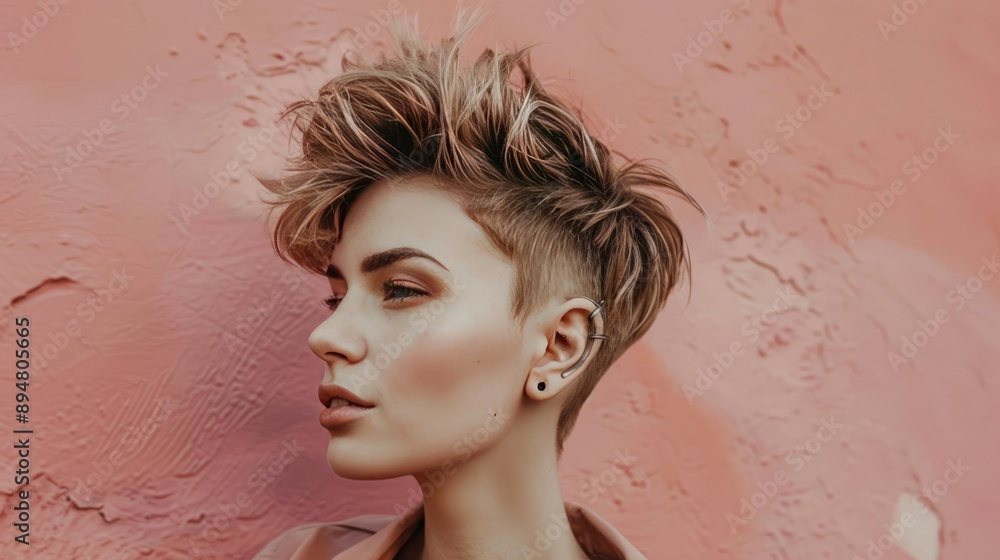 A woman with a pixie cut hairstyle, showcasing the bold and edgy style A woman with a pixie cut hairstyle, showcasing the bold and edgy style