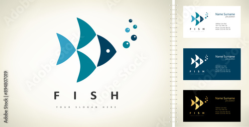 Fish logo. Underwater animals vector.	
