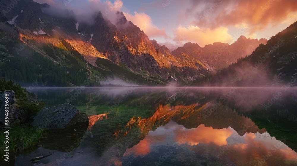Mountain Lake Reflection at Sunset Mountain Lake Reflection at Sunset