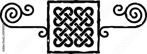 Celtic Square Stamp - Spiral Lines, Seamless Knot
