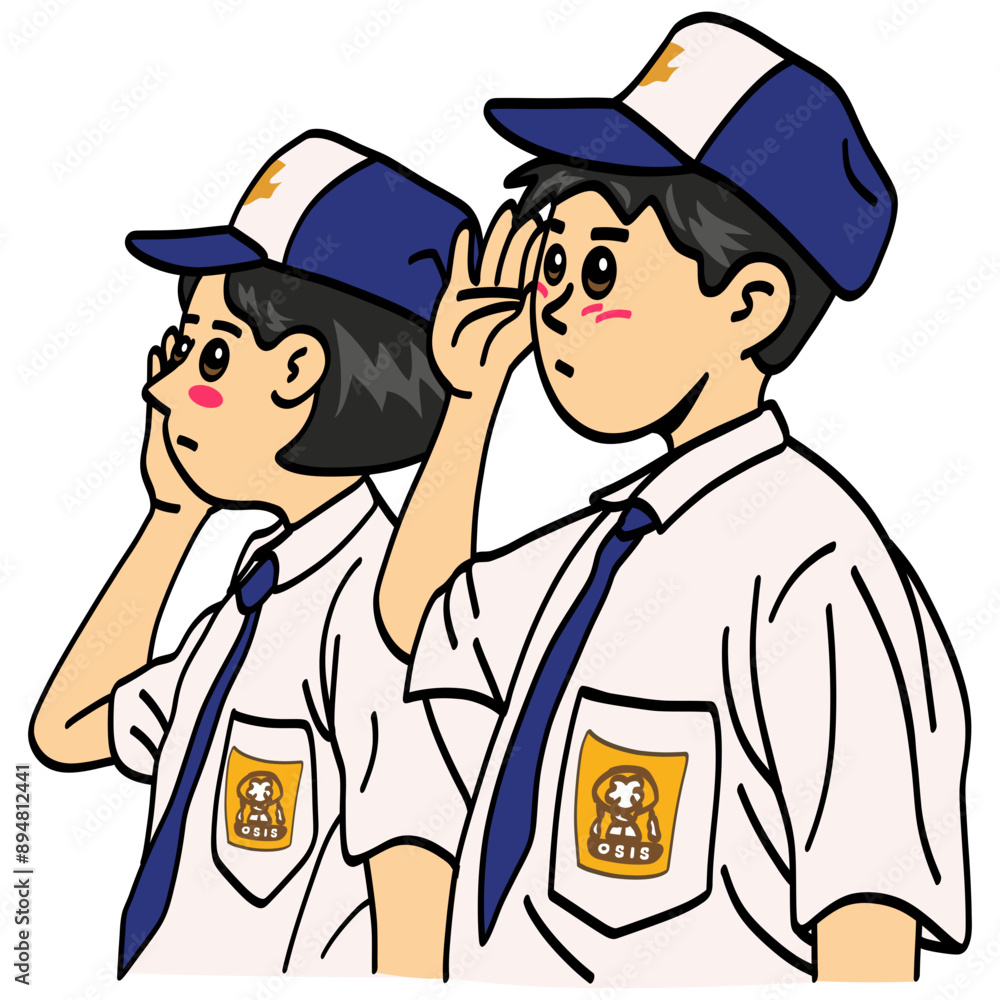 Students Salute Attending Indonesian Independence Day Ceremony August 17 Illustration Vector Drawing Students Salute Attending Indonesian Independence Day Ceremony August 17 Illustration Vector Drawing