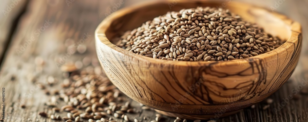 Dried milk thistle seeds in a wooden bowl, natural diabetes remedy Dried milk thistle seeds in a wooden bowl, natural diabetes remedy