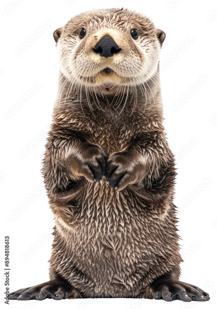 PNG Adorable otter standing upright pose PNG Adorable otter standing upright pose