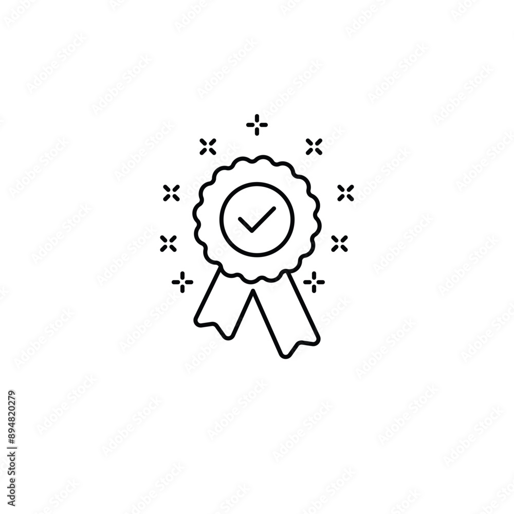 guarantee or medal thin line icon. concept of minimal consumer control emblem or assurance. flat stroke trend modern distinction win logotype graphic lineart guarantee or medal thin line icon. concept of minimal consumer control emblem or assurance. flat stroke trend modern distinction win logotype graphic lineart