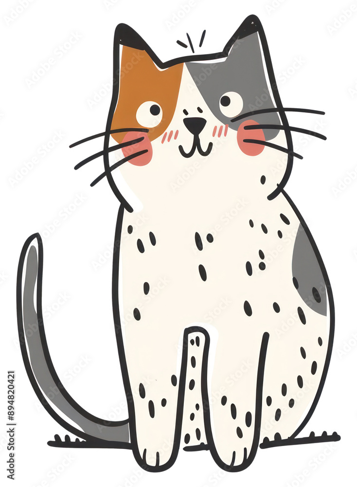 Obraz premium PNG Cute cartoon calico cat illustration