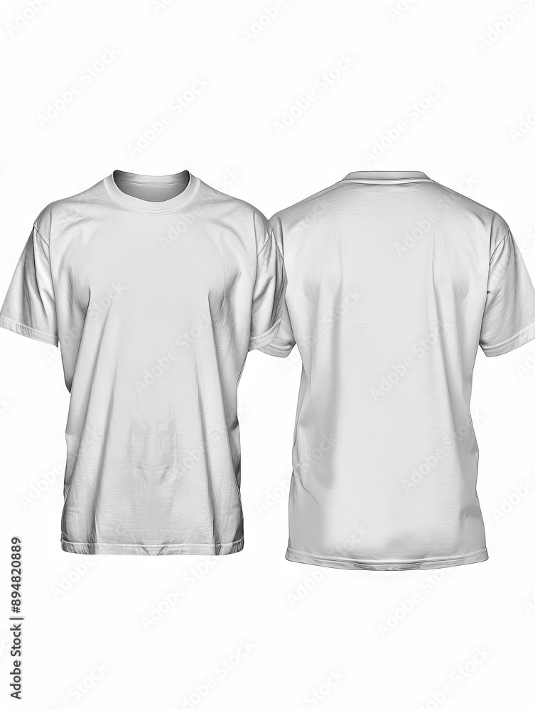 A white t - shirt mockup with a front and back view. A white t - shirt mockup with a front and back view.