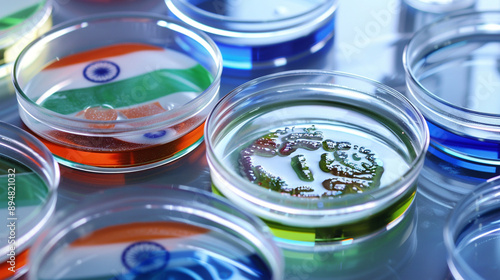 Close-up of petri dishes wi...