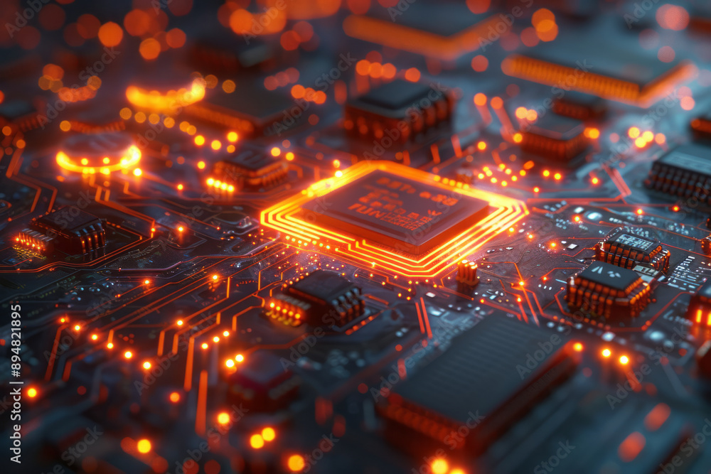 Neon cyan digital blocks seamlessly merging with a complex circuit board, highlighting a futuristic design, Neon cyan digital blocks seamlessly merging with a complex circuit board, highlighting a futuristic design,
