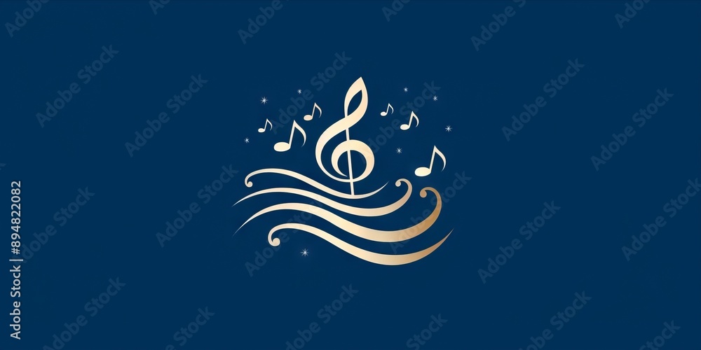 Obraz premium A logo with music notes and waves.