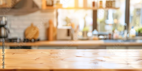 The blurred background of the Scandinavian-style kitchen 