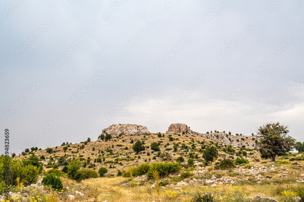 Fototapeta premium The scenic views of Zengibar Kalesi, İsaura ancient city at 1800 m. high near Bozkır, Konya 