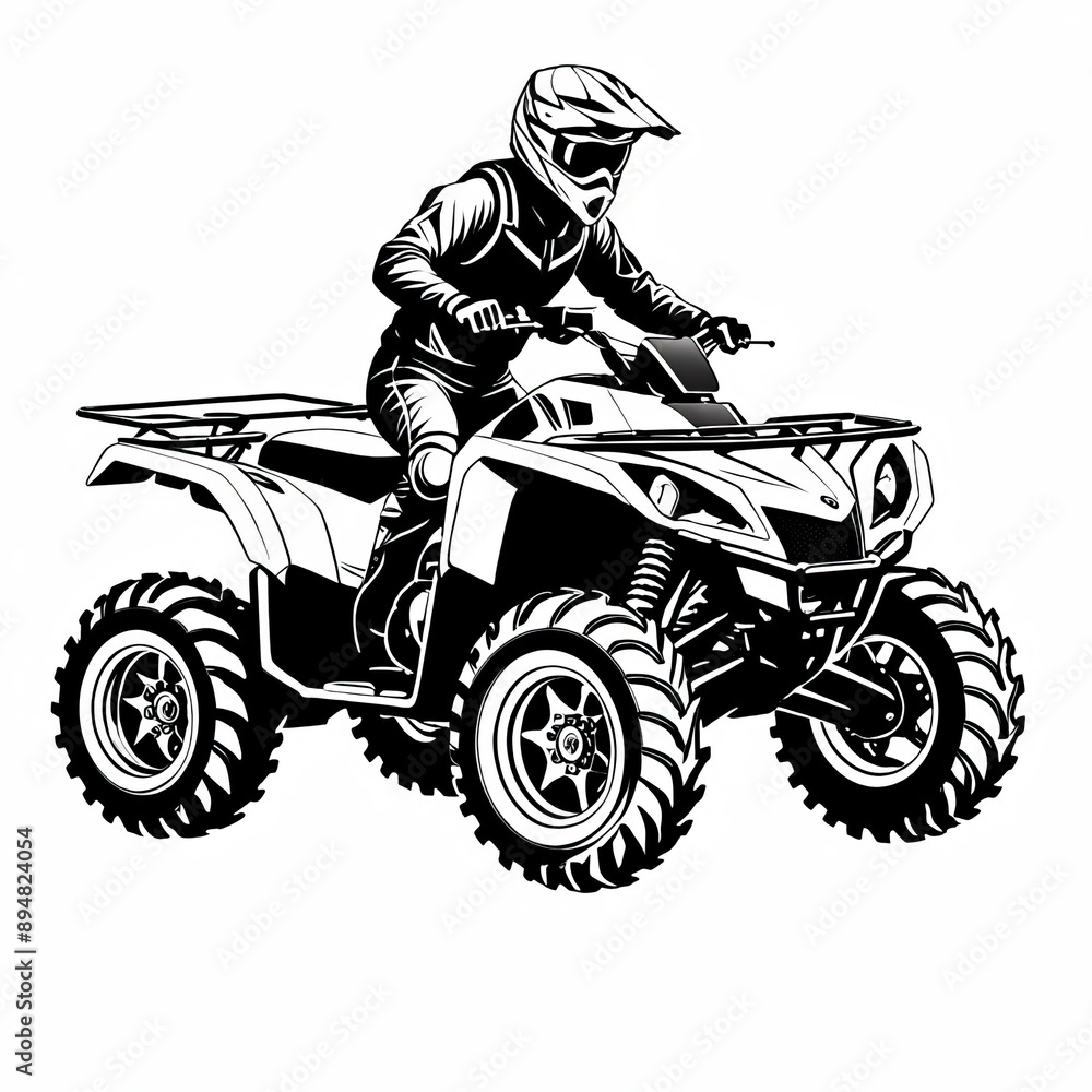 Silhouette Graphic of ATV Rider for Extreme Sports Art Silhouette Graphic of ATV Rider for Extreme Sports Art