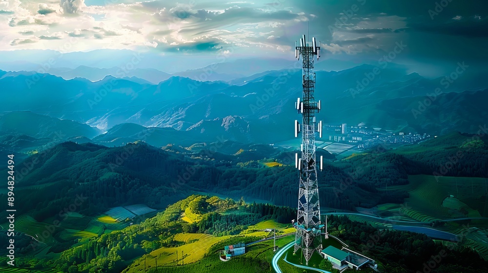 Obraz premium A tower in the middle of a mountain.
