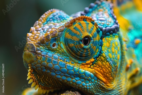 Beautiful colorful chameleon close-up.