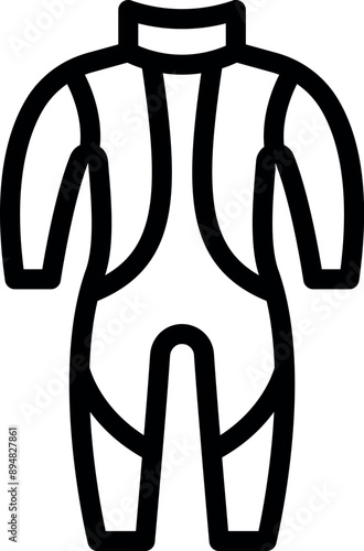 Black outline icon of a professional diving suit on a white background