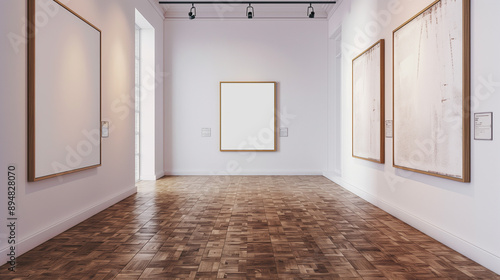 Wallpaper Mural Mock up of empty gallery interior with white canvas Torontodigital.ca