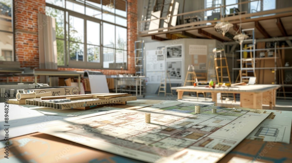 Generate a photo realistic image of a construction project featuring financial assessment charts and budget planning tools; ensure the image is of high resolution for clear and detailed quality Generate a photo realistic image of a construction project featuring financial assessment charts and budget planning tools; ensure the image is of high resolution for clear and detailed quality