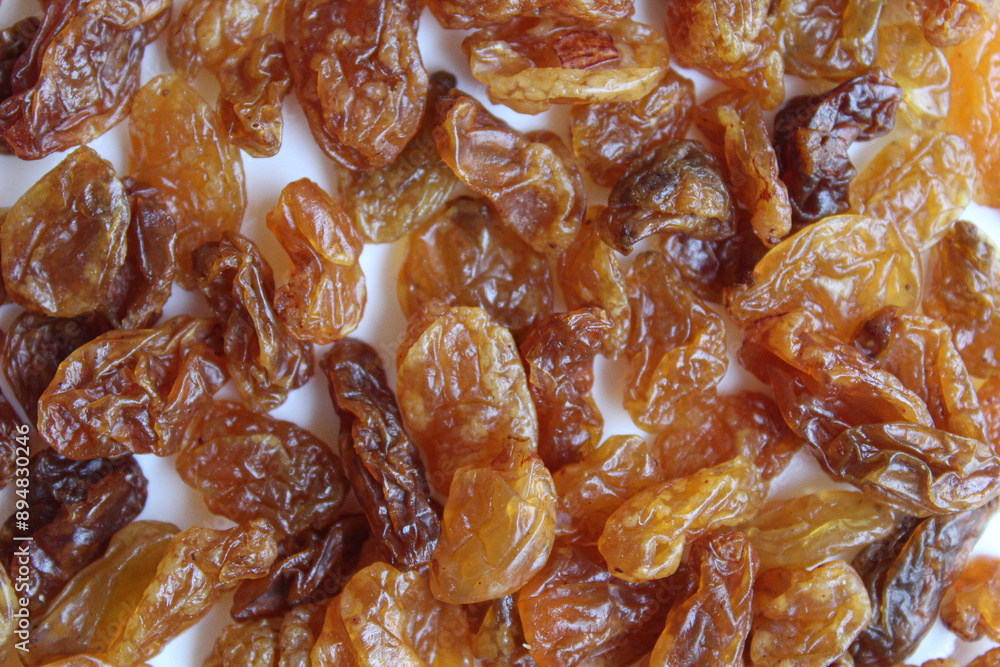 Close up view of raisins, full background texture Close up view of raisins, full background texture