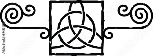 Celtic Square Stamp - Spiral Lines, Triquetra Logo