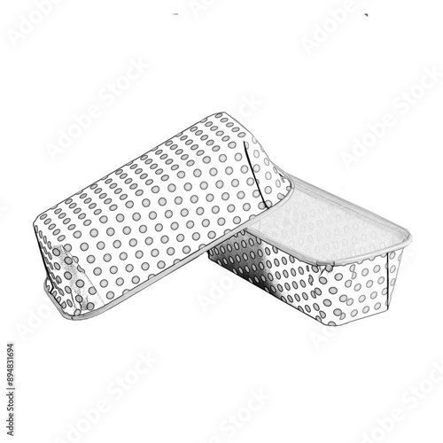 Green paper baking forms for cakes with dotted pattern. Pencil sketch drawing illustration photo