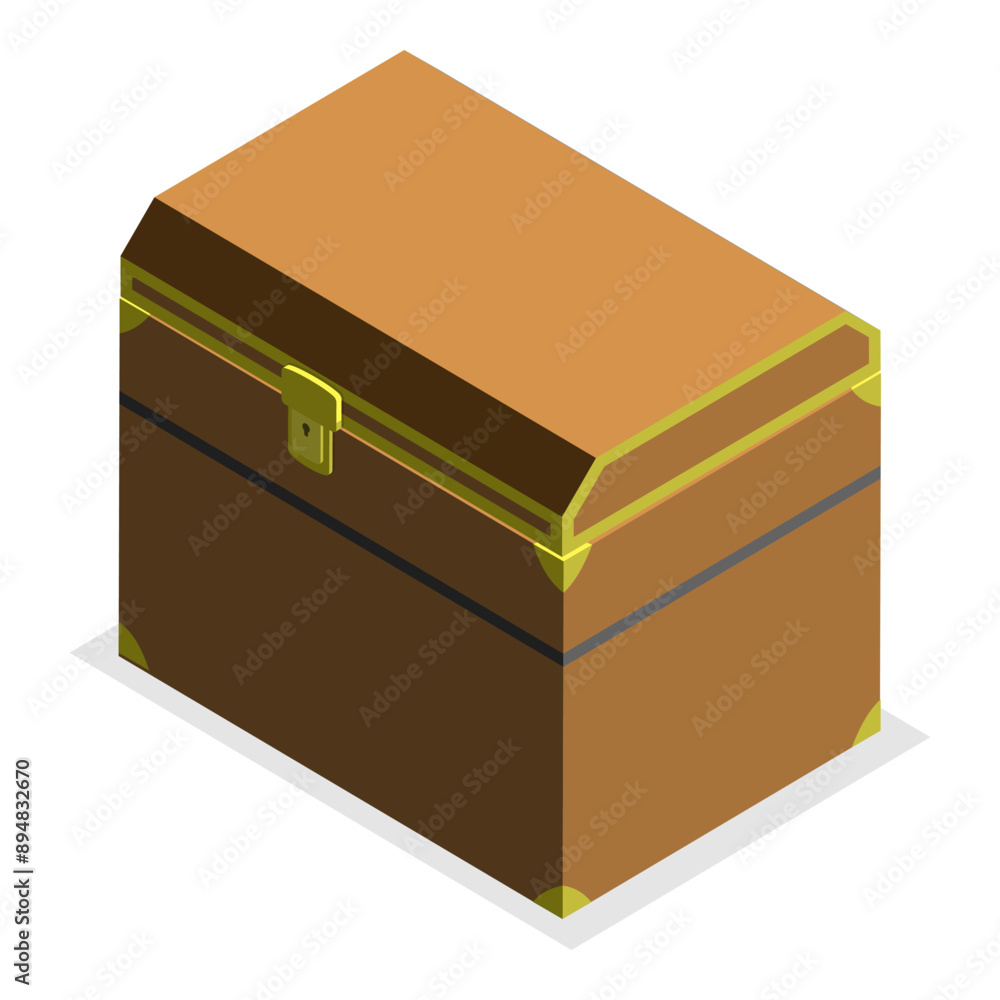 3D Isometric Flat Vector Set of Chests, Empty Treasure Boxes. Item 3 3D Isometric Flat Vector Set of Chests, Empty Treasure Boxes. Item 3
