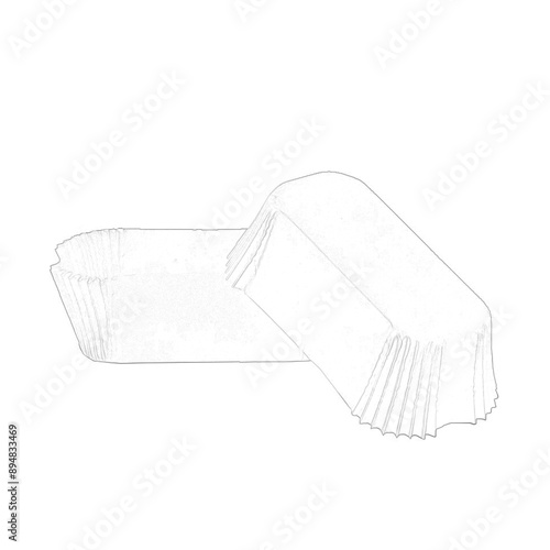 White paper baking form for eclairs and cakes . Hand drawn pencil sketch illustration photo