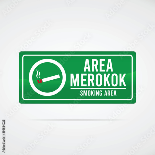 Vector illustration of "Smoking area" Information signboard