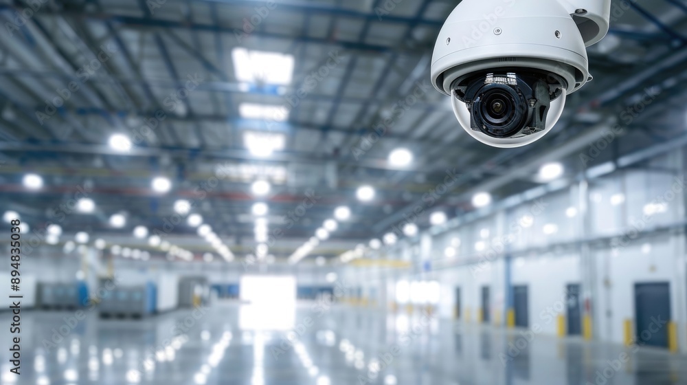 CCTV camera in warehouse or factory with space for copy CCTV camera in warehouse or factory with space for copy