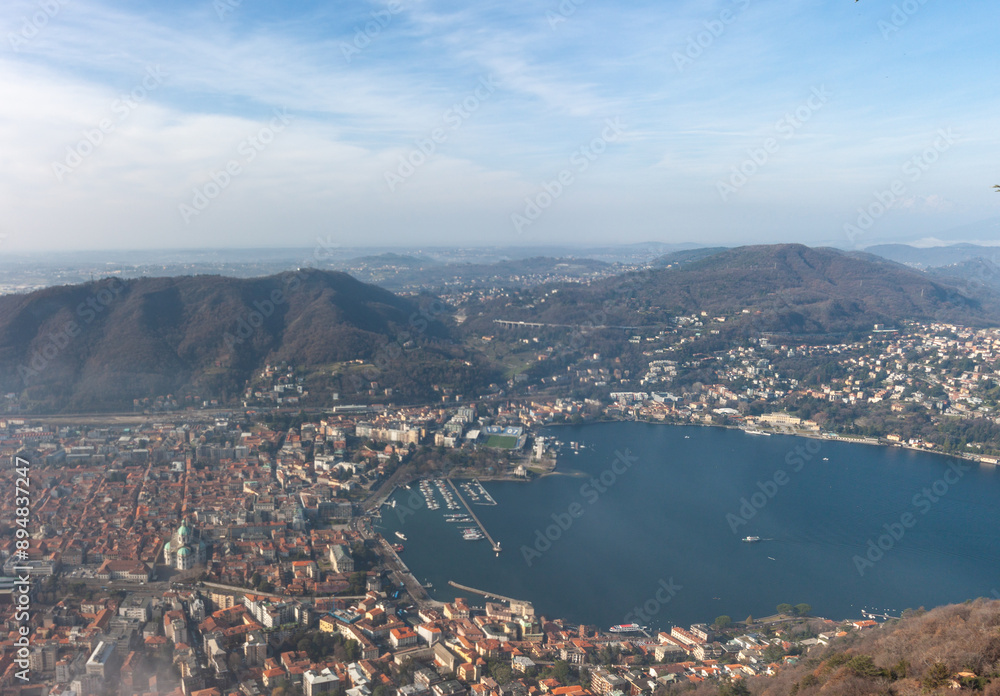 Panoramic view of the city of Como and Lake Como from the observation deck Panoramic view of the city of Como and Lake Como from the observation deck