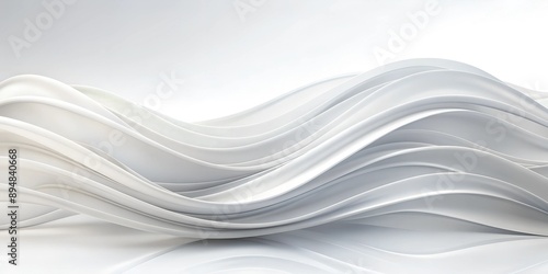 White Abstract Waves on White Background AI-Created Content