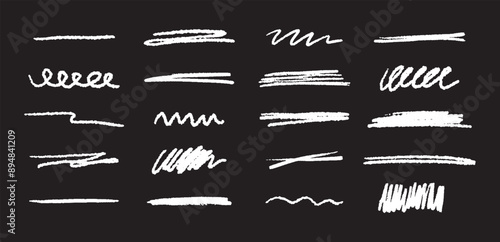 Wallpaper Mural Doodle brush underlines set. Black line sketches with pen marks. Hand drawn vector elements on black background. Torontodigital.ca