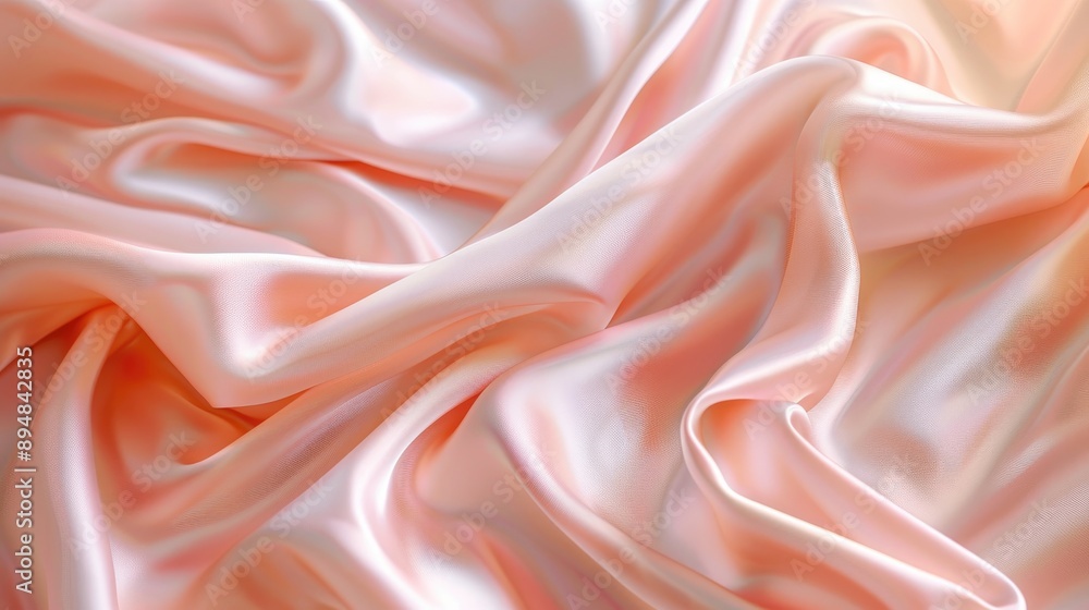 Pale peach pink silk satin fabric with soft folds and elegant drapery. Pale peach pink silk satin fabric with soft folds and elegant drapery.