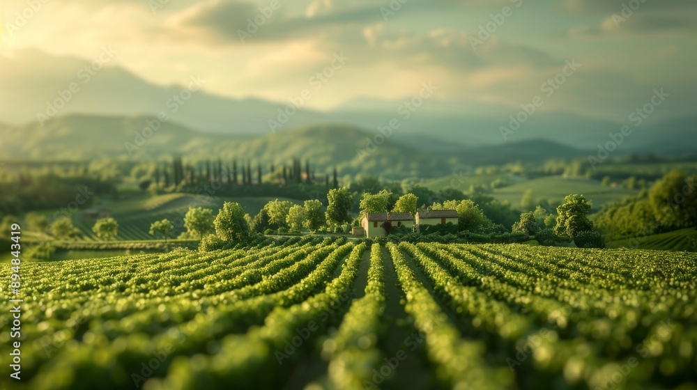 Serene vineyard landscape with lush green rows under a tranquil sky, perfect for showcasing agriculture and rural beauty. Serene vineyard landscape with lush green rows under a tranquil sky, perfect for showcasing agriculture and rural beauty.