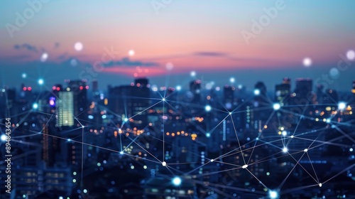 Wallpaper Mural Cityscape with Network Connections Torontodigital.ca