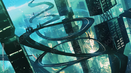 Futuristic city with advanc...